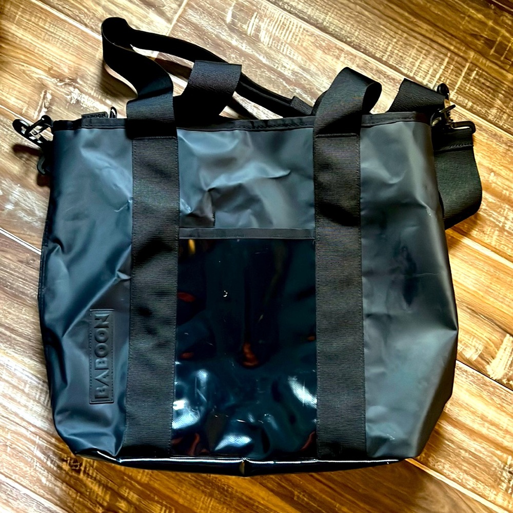 Baboon to the Moon Black zip top tote